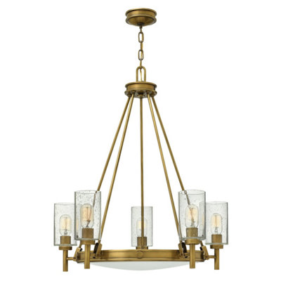 Elegant 5 Bulb Heritage Brass Chandelier Pendant Light For Stylish Interiors from B&Q