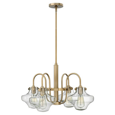 Elegant 4-Bulb Brushed Caramel Chandelier Pendant Light With Led E27 100W Bulbs from B&Q