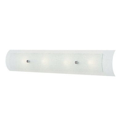 Stylish Ip44 4-Bulb Wall Light With Bent Linen Glass And Polished Chrome Finish from B&Q