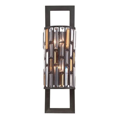 Elegant Twin Wall Light With Amber Pearl & Crystal In Vintage Bronze Finish from B&Q