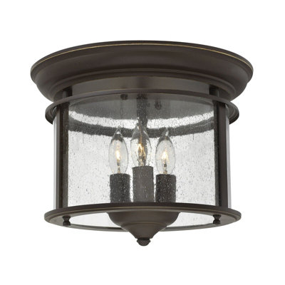 Stylish 3 Bulb Flush Mount Light In Olde Bronze Finish For Low Ceilings from B&Q