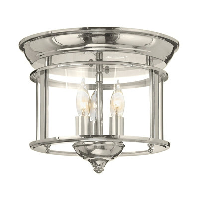 Elegant 3 Bulb Flush Mount Ceiling Light In Polished Nickel Finish from B&Q
