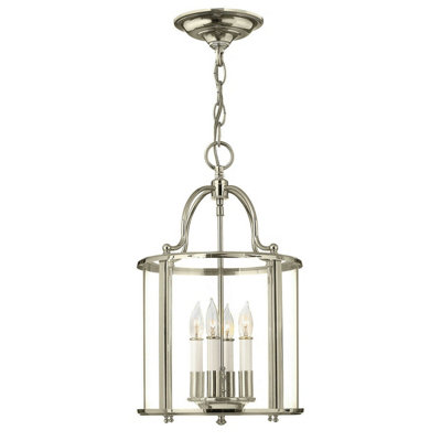 Stylish 4 Bulb Ceiling Pendant Light In Polished Nickel Finish from B&Q