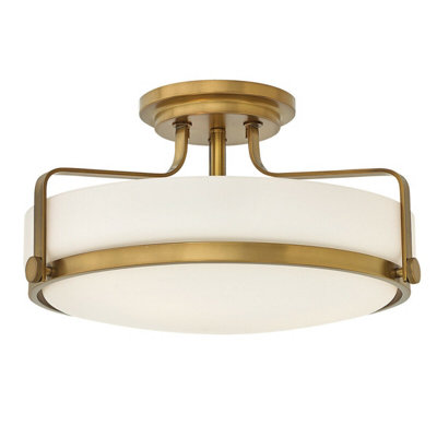 Elegant 3 Bulb Semi Flush Light With Opal Glass And Heritage Brass Finish from B&Q