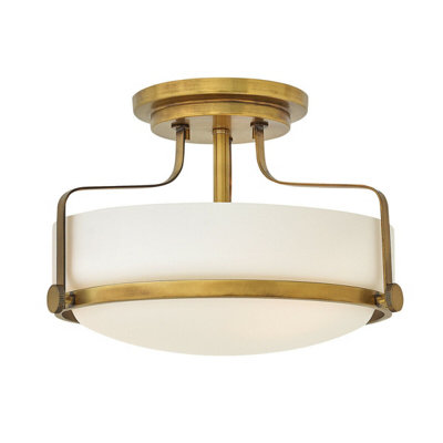 Elegant 3 Bulb Semi Flush Light With Opal Glass And Heritage Brass Finish from B&Q