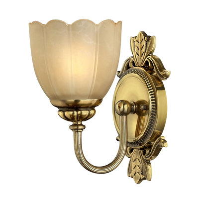 Elegant Scalloped Marble Wall Light With Amber Shade And Brass Finish from B&Q