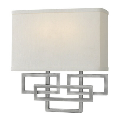 B&Q Light Elegant Twin Wall With Opaque Glass Shades In Antique Nickel Finish