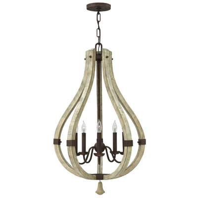  - Elegant 5-Bulb Iron Rust Chandelier Pendant Light With Led E14 Socket