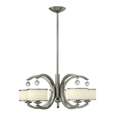 Elegant 5 Bulb Brushed Nickel Chandelier With Led E14 Bulbs For Stunning Interiors from B&Q