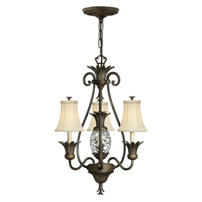  - Elegant 4 Bulb Pearl Bronze Chandelier With Led E14 Socket