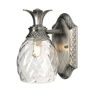  - Elegant Ip44 Pineapple Shaped Wall Light With Clear Glass And Polished Nickel Finish