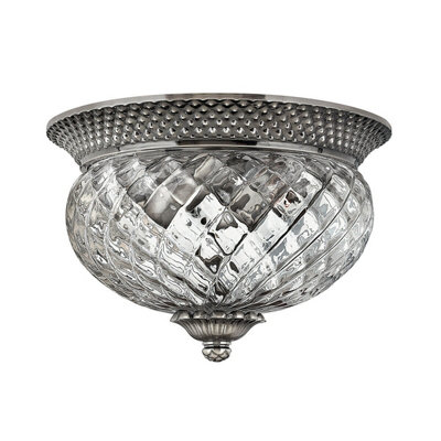 B&Q Elegant 2-Bulb Flush For Low Ceilings - Antique Nickel Finish Light