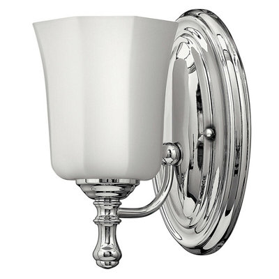  - Elegant Ip44 Wall Light With Faceted Glass Shade And Polished Chrome Finish
