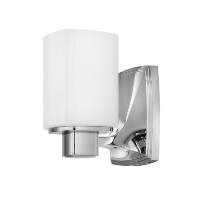Stylish Ip44 Square Wall Light With Etched Opal Glass And Polished Chrome Finish from B&Q