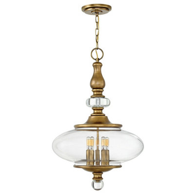Stylish 5 Bulb Heritage Brass Ceiling Pendant Light With E14 Socket from B&Q