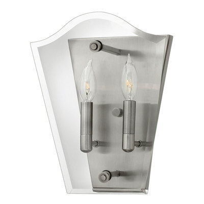 Elegant Twin Wall Light Sconce In Polished Antique Nickel With Led E14 Bulb from B&Q