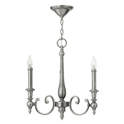 Elegant 3-Bulb Antique Nickel Chandelier Pendant Light With Led E14 Bulbs from B&Q