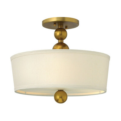  - Vintage Brass 3-Bulb Semi-Flush Mount Light Fixture