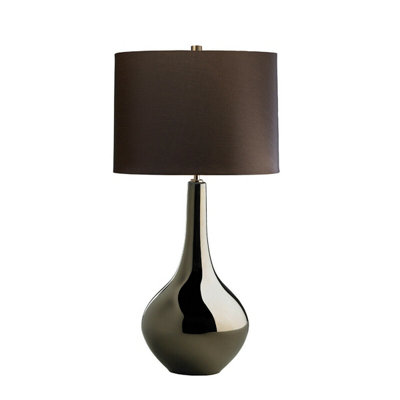 B&Q Elegant Table Lamp With Lining And Led Bulb Brown/Gold