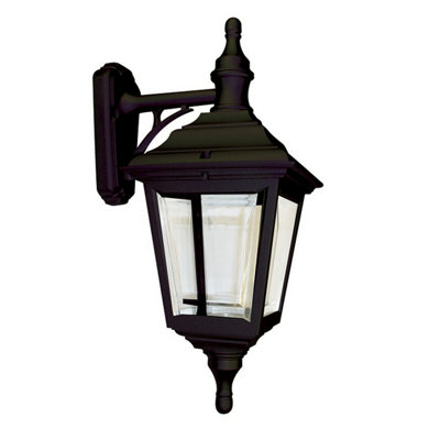 Stylish Outdoor Ip44 Wall Light Sconce With E27 Led Bulb Socket In Black Finish from B&Q