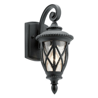 Stylish Outdoor Ip44 Wall Light Lantern With Led E27 Bulb In Textured Black from B&Q