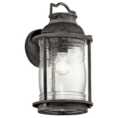 Stylish Outdoor Ip44 Wall Light In Weathered Zinc With Led E27 Bulb from B&Q