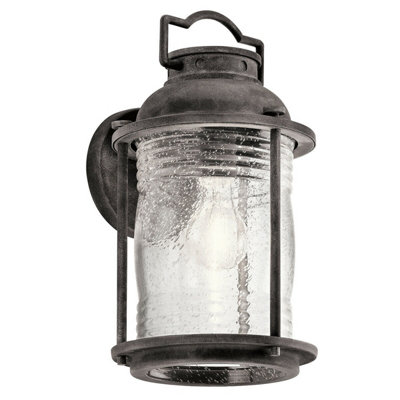  - Stylish Outdoor Ip44 Wall Light With Weathered Zinc Finish And Led Bulb Compatibility