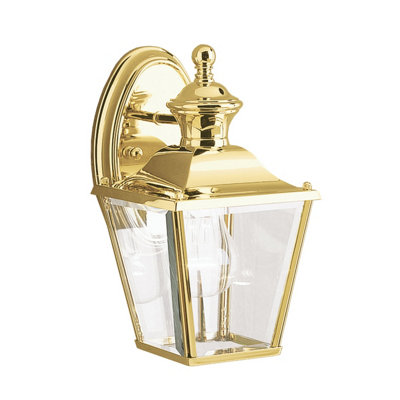  - Elegant Outdoor Ip44 Wall Light In Polished Brass With Led E27 Socket