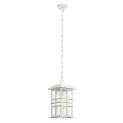  - Stylish Ip44 Outdoor Chain Lantern With Led Bulb40W E27 Fitting In White
