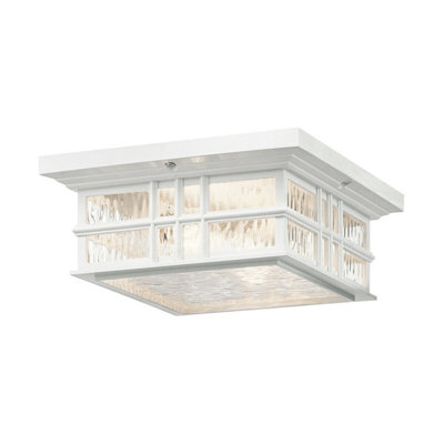 Stylish Outdoor Ip44 2-Bulb Flush Light With Led E27 60W Bulbs In White Finish from B&Q