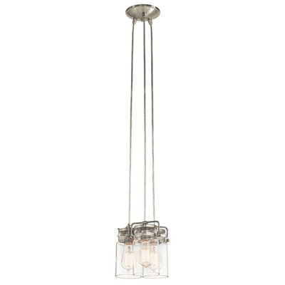 Stylish 3 Bulb Brushed Nickel Pendant Light With E27 Led Bulbs from B&Q