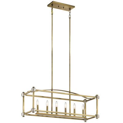 Elegant 6 Bulb Chandelier Pendant Light In Natural Brass With E14 Led Bulbs from B&Q