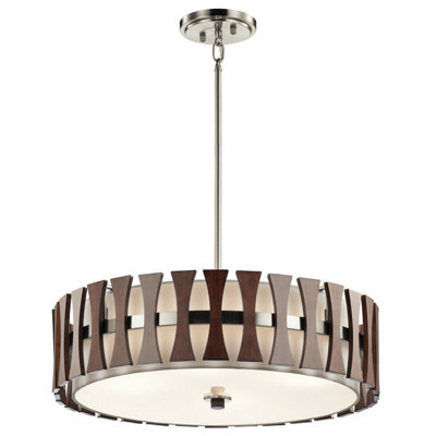  - Elegant 4 Bulb Ceiling Pendant Light With Auburn Stained Wood Finish