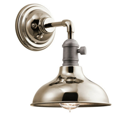  - Retro Industrial Brass Wall Light Downlight Shade With E27 Socket