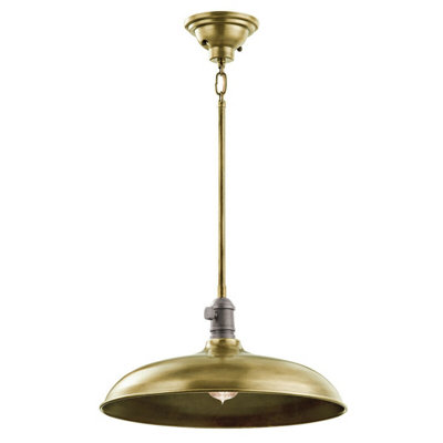 Stylish Natural Brass Pendant Light With E27 Socket For Modern Interiors from B&Q