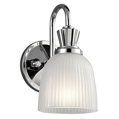  - Stylish Ip44 Ribbed Glass Wall Light With Polished Chrome FinishLed G9 3.5W