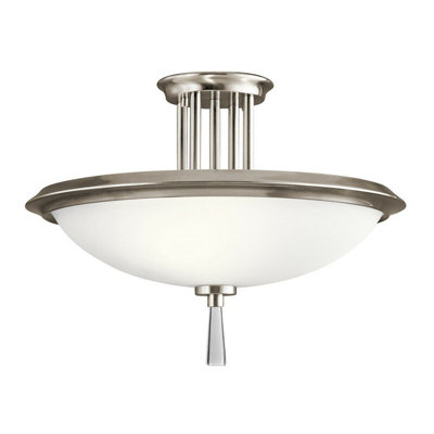 Elegant 3 Bulb Semi Flush Mount Light With Crystal Accents In Classic Pewter Finish from B&Q