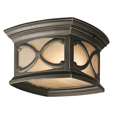 Stylish Outdoor Ip44 Flush Light With 2 Bulbs In Olde Bronze Finish from B&Q