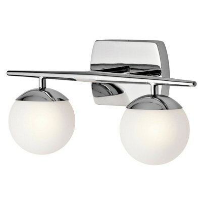 Stylish Ip44 Twin Wall Light With Satin Etched Opal Globes And Polished Chrome Finish from B&Q