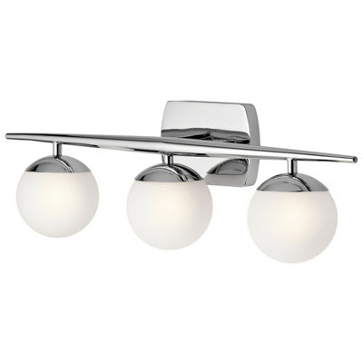 Stylish Ip44 3 Bulb Wall Light With Satin Etched Opal Globes And Polished Chrome Finish from B&Q