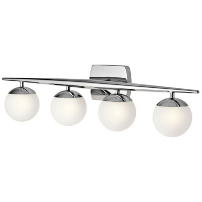 Ip44 Polished Chrome 4-Bulb Wall Light With Satin Etched Opal Globes from B&Q