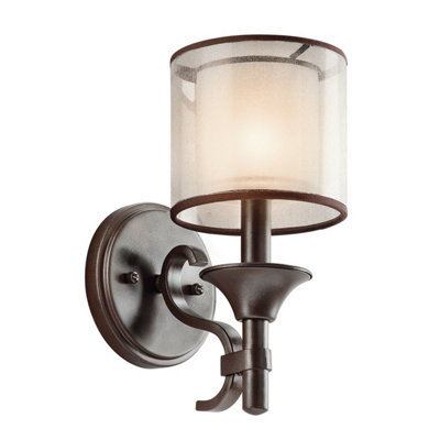 Elegant Wall Light With Frosted Shade In Mission Bronze Finish from B&Q