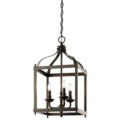 B&Q Stylish 3 Bulb Olde Ceiling Pendant With E14 Led Fittings Bronze/Light