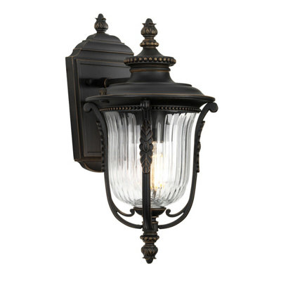 Stylish Ip44 Outdoor Wall Light Lantern In Rubbed Bronze With Led E27 Socket from B&Q