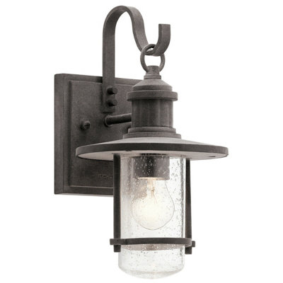 Stylish Outdoor Ip44 Wall Light Lantern In Weathered Zinc Finish from B&Q