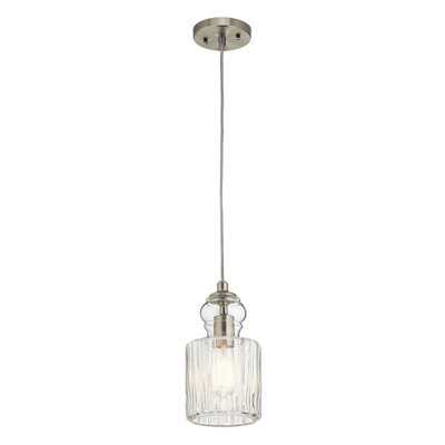 Stylish Brushed Nickel Pendant Light With E27 Bulb Socket from B&Q