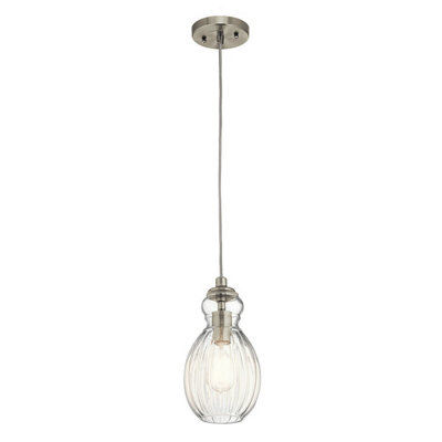 Stylish Brushed Nickel 1 Bulb Ceiling Pendant Light With E27 Socket from B&Q