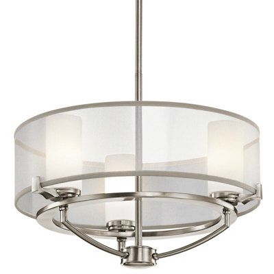 Elegant 3 Bulb Chandelier Pendant Light In Classic Pewter Finish With Led G9 Bulbs from B&Q