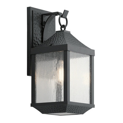  - Stylish Outdoor Ip44 Wall Light Lantern In Distressed Black Finish