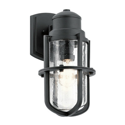  - Stylish Outdoor Ip44 1 Bulb Wall Light Lantern In Textured Black Finish